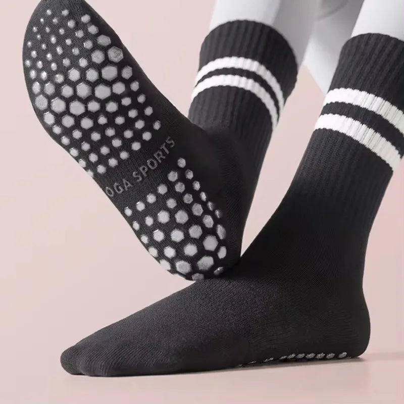 Professional Non-Slip Cotton Yoga Socks with Silicone Grip for Indoor Fitness, Dance, and Pilates