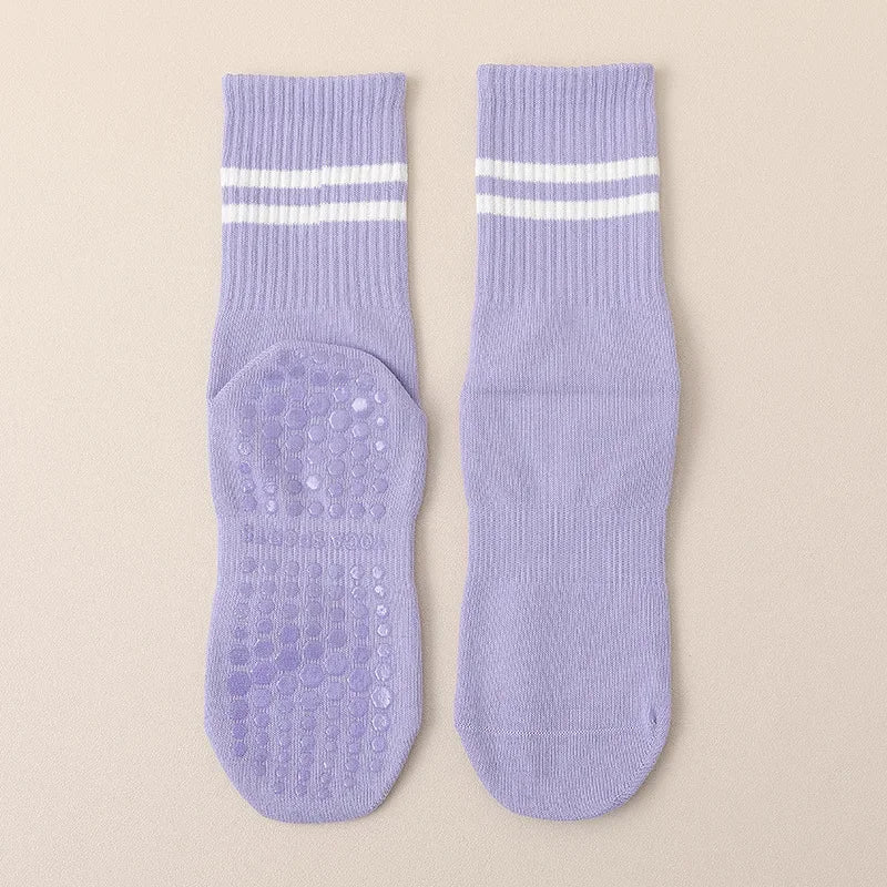Professional Non-Slip Cotton Yoga Socks with Silicone Grip for Indoor Fitness, Dance, and Pilates