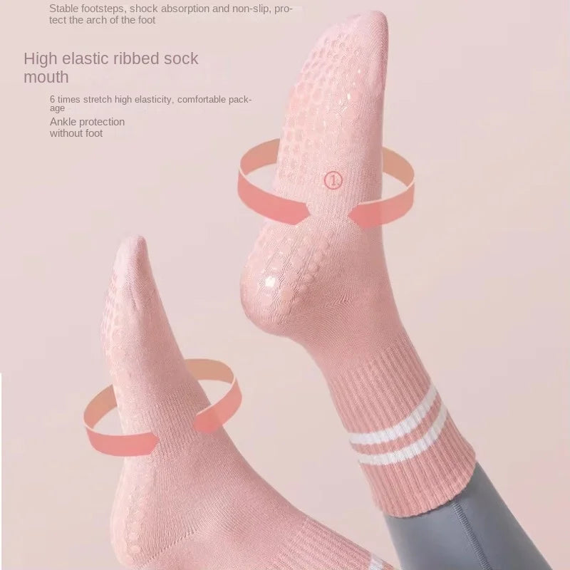 Professional Non-Slip Cotton Yoga Socks with Silicone Grip for Indoor Fitness, Dance, and Pilates