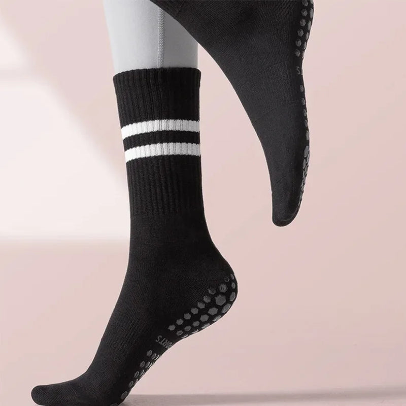 Professional Non-Slip Cotton Yoga Socks with Silicone Grip for Indoor Fitness, Dance, and Pilates