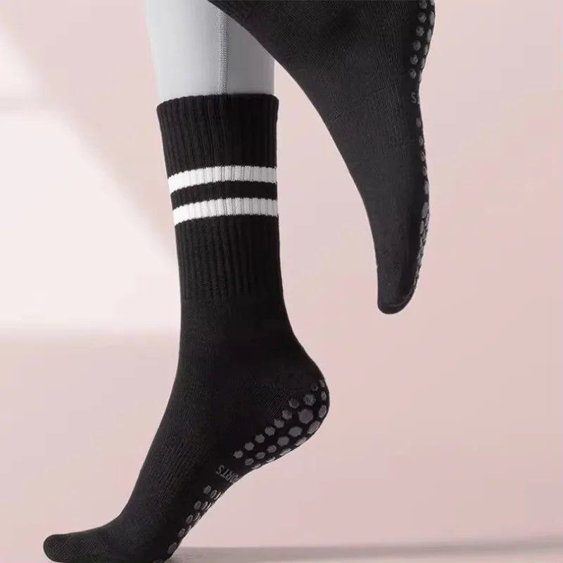Professional Non-Slip Cotton Yoga Socks with Silicone Grip for Indoor Fitness, Dance, and Pilates