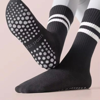 Professional Non-Slip Cotton Yoga Socks with Silicone Grip for Indoor Fitness, Dance, and Pilates